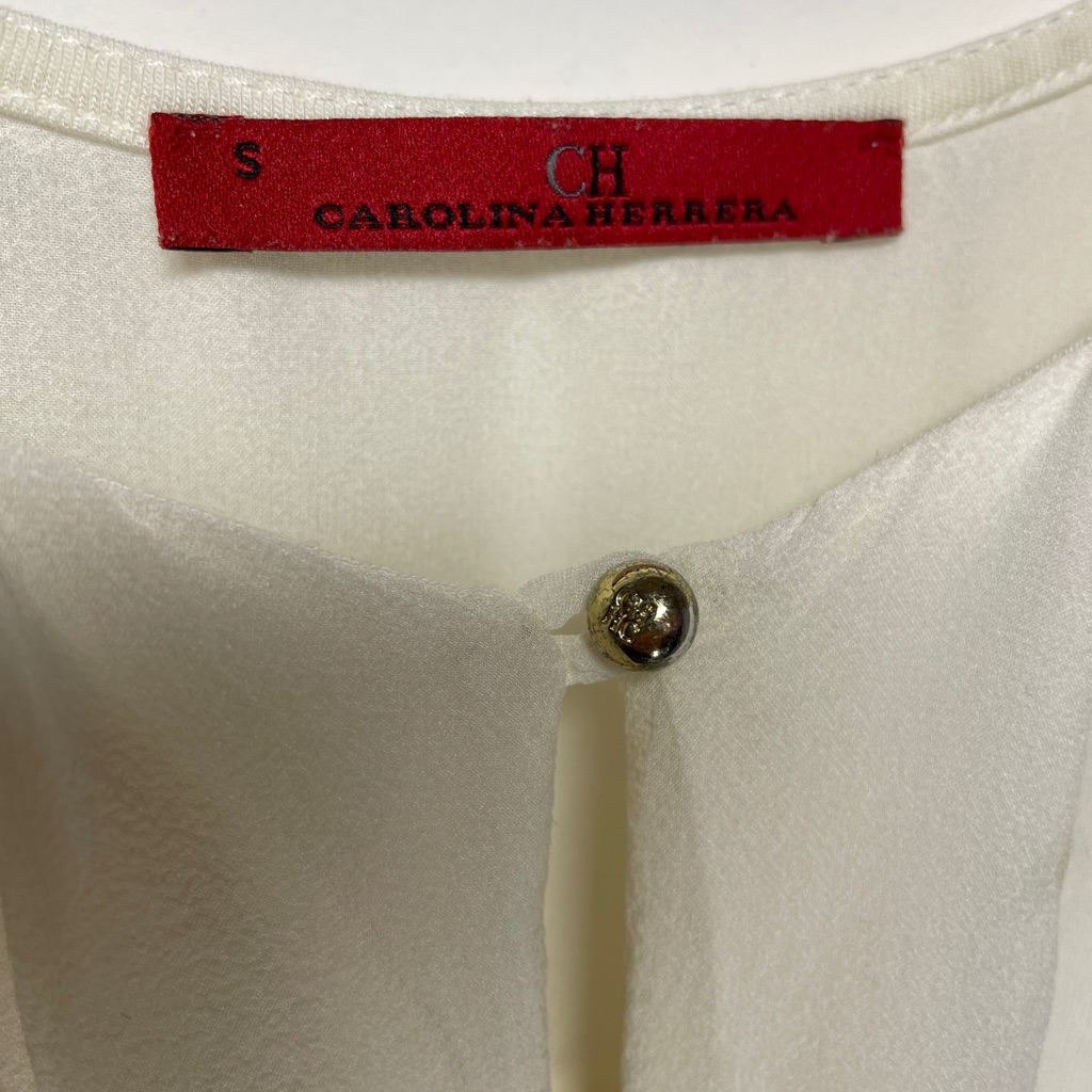 Carolina Herrera Size S Beige Stretch Blouse